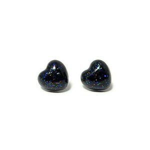 Black Glitter Heart Earrings